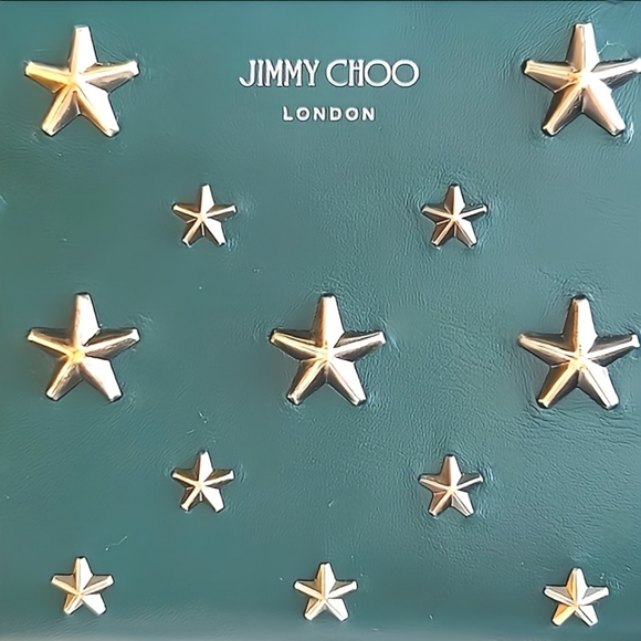 JIMMY CHOO GR Nappa LTHR Star Studded Zip Around 2-Way Wallet w/ CERT Card - Picture 3 of 17